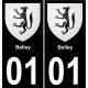 01 Belley autocollant sticker plaque immatriculation auto ville