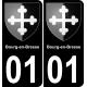 01 Bourg-en-Bresse autocollant sticker plaque immatriculation auto ville