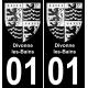 01 Divonne-les-Bains autocollant sticker plaque immatriculation auto ville fond noir