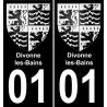 01 Divonne-les-Bains placa etiqueta de registro de la ciudad fondo negro