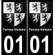 01 Ferney-Voltaire autocollant sticker plaque immatriculation auto ville