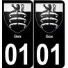 01 Gex autocollant sticker plaque immatriculation auto ville