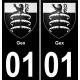 01 Gex autocollant sticker plaque immatriculation auto ville