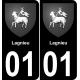 01 Lagnieu placa etiqueta de registro de la ciudad