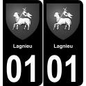 01 Lagnieu autocollant sticker plaque immatriculation auto ville