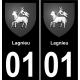 01 Lagnieu autocollant sticker plaque immatriculation auto ville