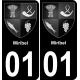 01 Miribel autocollant sticker plaque immatriculation auto ville