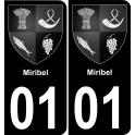 01 Miribel autocollant sticker plaque immatriculation auto ville
