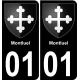 01 Montluel autocollant sticker plaque immatriculation auto ville