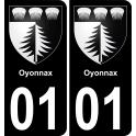 01 Oyonnax autocollant sticker plaque immatriculation auto ville