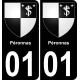 01 Péronnas autocollant sticker plaque immatriculation auto ville