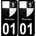 01 Péronnas autocollant sticker plaque immatriculation auto ville