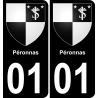 01 Péronnas placa etiqueta de registro de la ciudad
