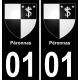 01 Péronnas placa etiqueta de registro de la ciudad