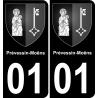 01 Prévessin-Moëns placa etiqueta de registro de la ciudad