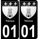 01 Trévoux autocollant sticker plaque immatriculation auto ville