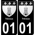 01 Trévoux autocollant sticker plaque immatriculation auto ville