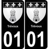 01 Trévoux placa etiqueta de registro de la ciudad