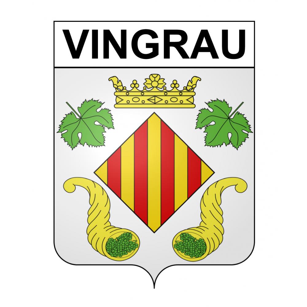 Pegatinas escudo de armas de Vingrau adhesivo de la etiqueta engomada