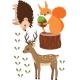 Sticker mural animaux forêt arbre autocollant décoration murale chambre sticker logo95