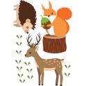 Sticker mural animaux forêt arbre autocollant décoration murale chambre sticker logo95