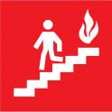 Indication incendie sortie escalier bas alarme incendie feu autocollant sticker logo63