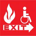Indication Incendie sortie handicapé alarme feu incendie autocollant sticker logo87