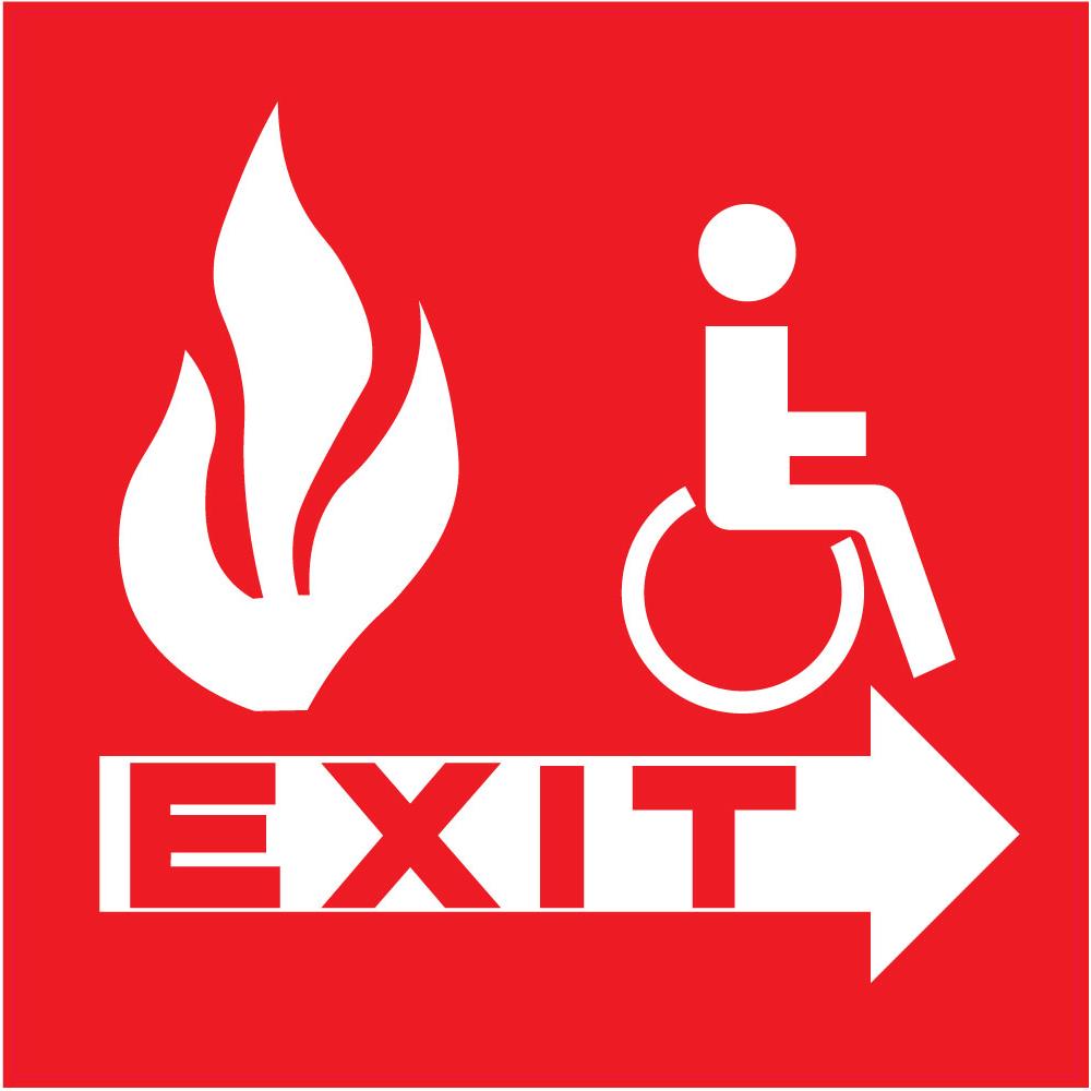 Indication Incendie sortie handicapé alarme feu incendie autocollant sticker logo87