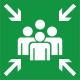 Indication point de rassemblement information alarme zone sécurité évacuation autocollant sticker logo646