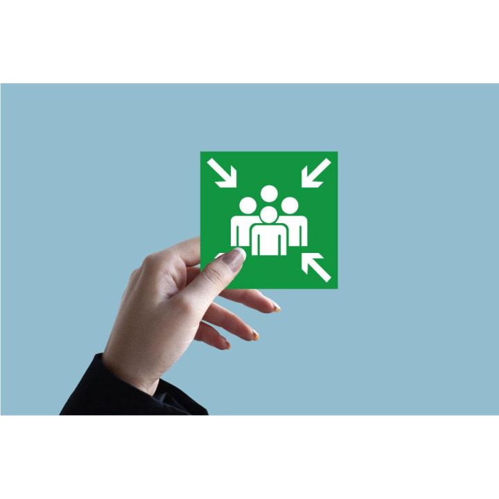 Indication point de rassemblement information alarme zone sécurité évacuation autocollant sticker logo646