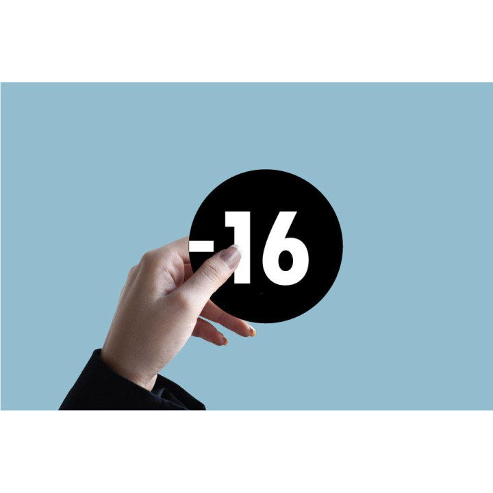 Interdiction moins de 16 ans indication contenu sensible autocollant sticker logo184