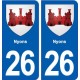 26 Nyons logo autocollant plaque stickers ville
