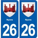 26 Nyons logo autocollant plaque stickers ville