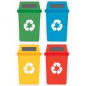 Set de 4 poubelle de recyclage coloré tri logo autocollant sticker logo98