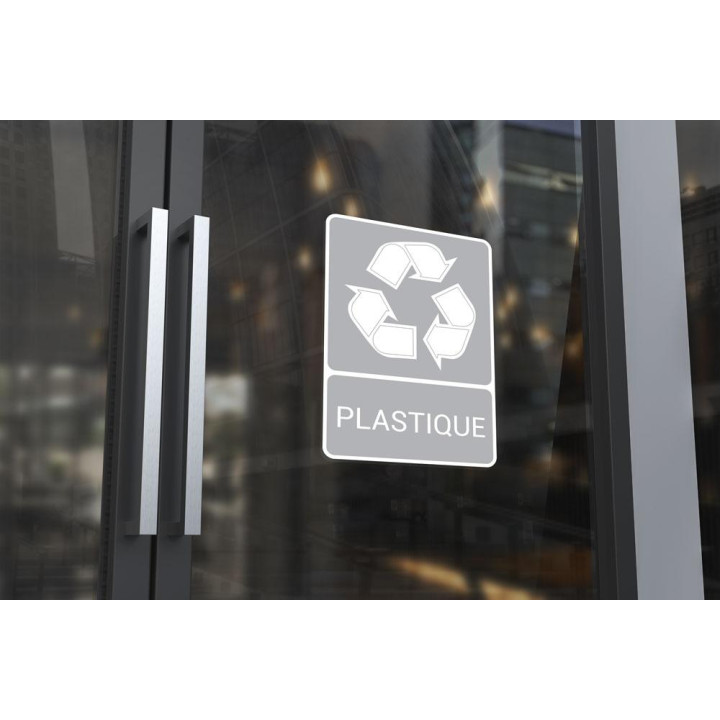 Recyclage plastique tri sélectif logo information indication environnement autocollant sticker logo346