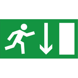 Indication Sortie de secours porte flèche bas information autocollant sticker logo198