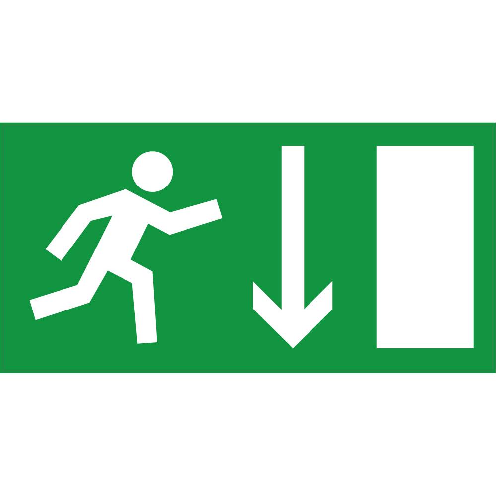 Indication Sortie de secours porte flèche bas information autocollant sticker logo198
