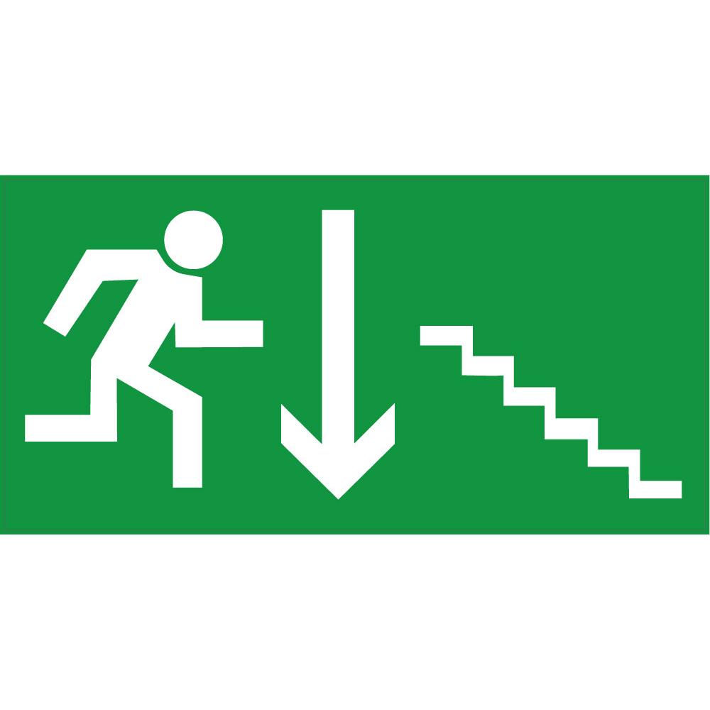 Indication Sortie de secours escalier flèche bas information autocollant sticker logo138