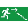 Indication Sortie de secours escalier descendre flèche droite information autocollant sticker logo14