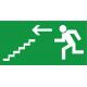 Indication Sortie de secours escalier descendre flèche gauche information autocollant sticker logo168