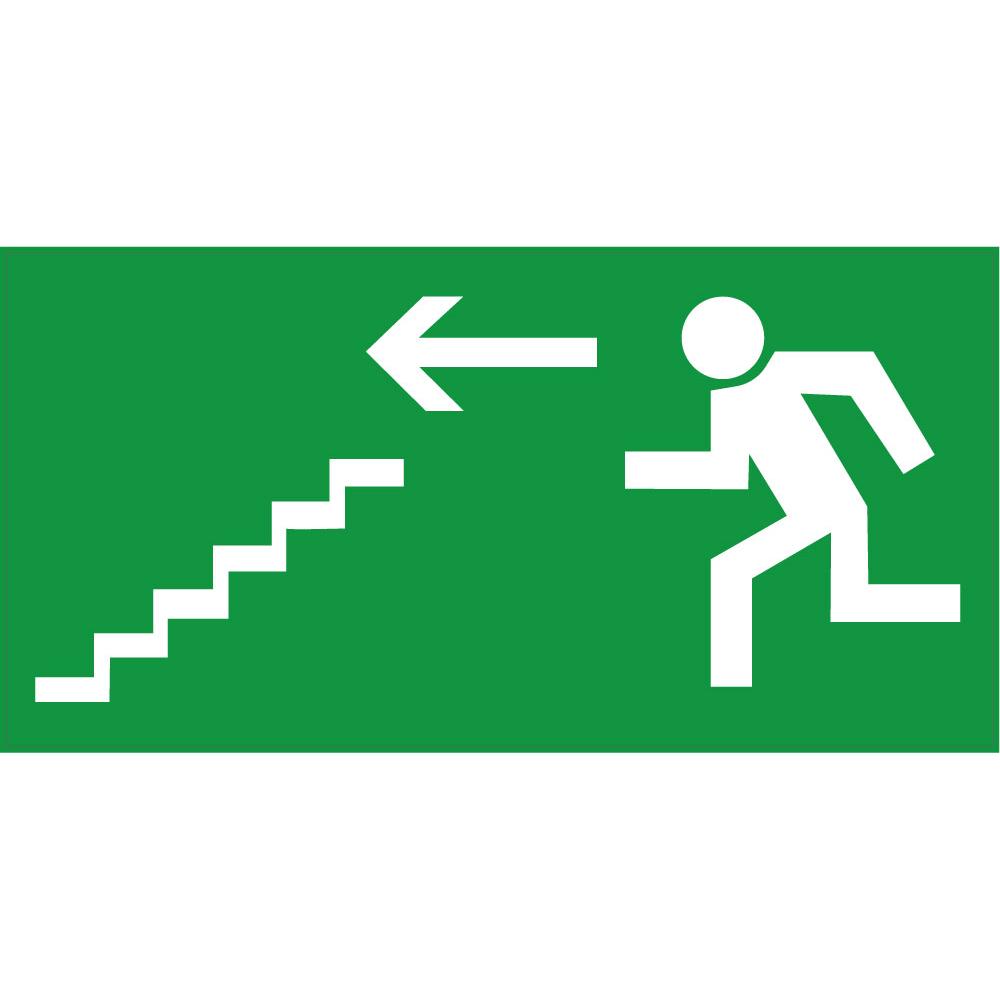 Indication Sortie de secours escalier descendre flèche gauche information autocollant sticker logo168