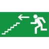 Indication Sortie de secours escalier descendre flèche gauche information autocollant sticker logo168