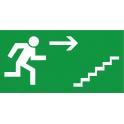 Indication Sortie de secours escalier monter flèche droite information autocollant sticker logo46