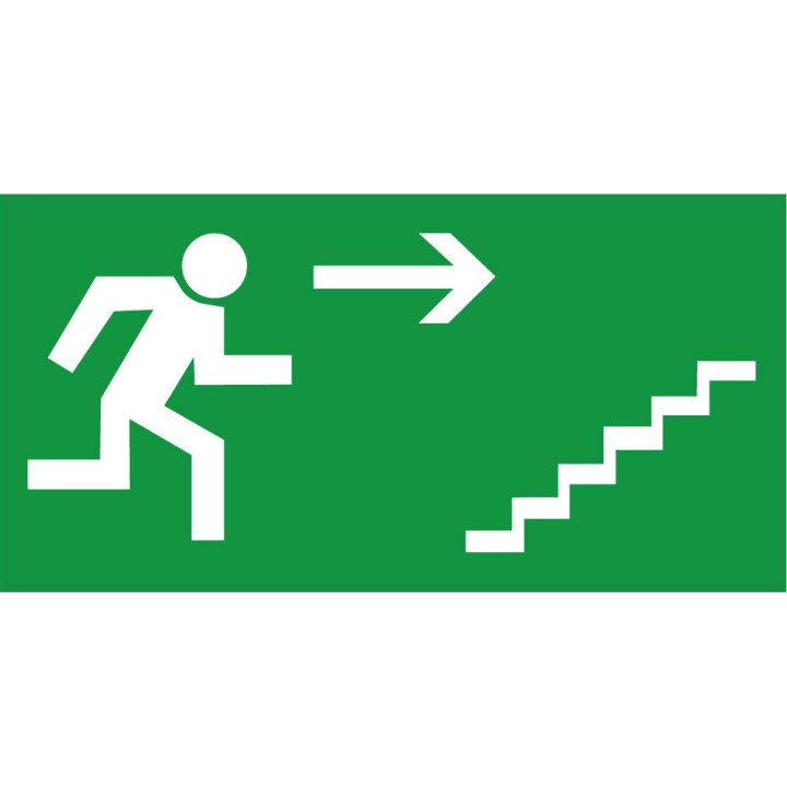 Indication Sortie de secours escalier monter flèche droite information autocollant sticker logo46