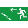 Indication Sortie de secours escalier monter flèche gauche information autocollant sticker logo647