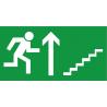 Indication Sortie de secours escalier monter flèche haut information autocollant sticker logo867