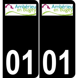 01 Ambérieu-en-Bugey logotipo de la etiqueta engomada de la placa de registro de la ciudad