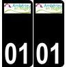 01 Ambérieu-en-Bugey logotipo de la etiqueta engomada de la placa de registro de la ciudad