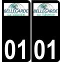 01 Bellegarde-sur-Valserine logotipo de la etiqueta engomada de la placa de registro de la ciudad
