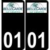 01 Bellegarde-sur-Valserine logotipo de la etiqueta engomada de la placa de registro de la ciudad